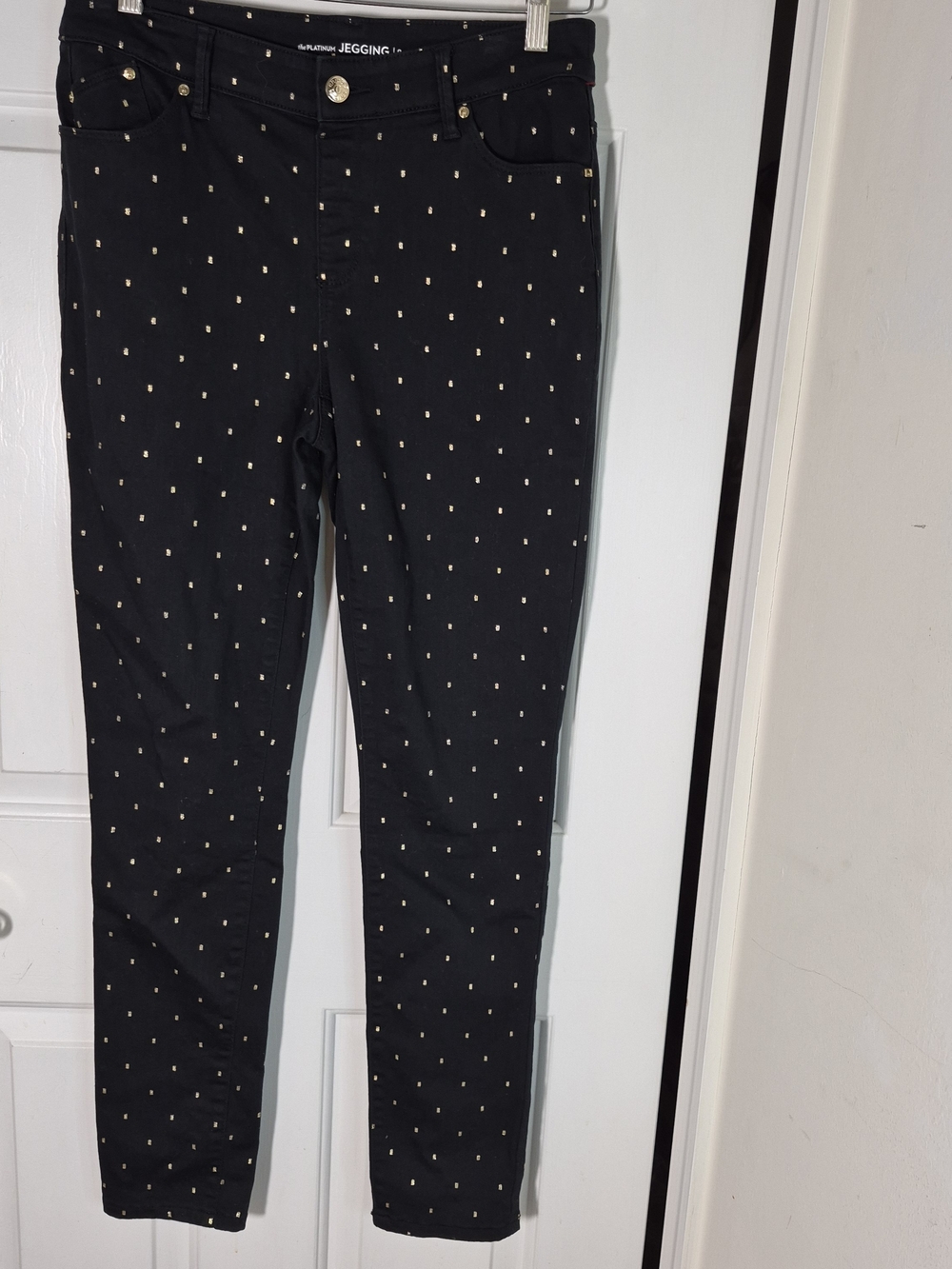 Chico's Black Jeggings with Gold Dot Studs